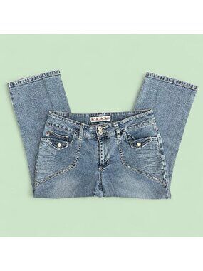 y2k  low rise denim preppy grunge stretchy capri jeans